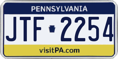 PA license plate JTF2254