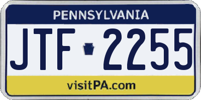 PA license plate JTF2255