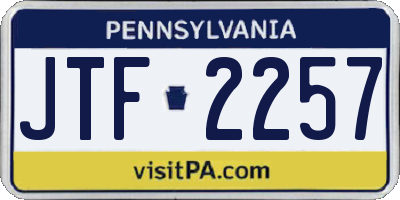 PA license plate JTF2257