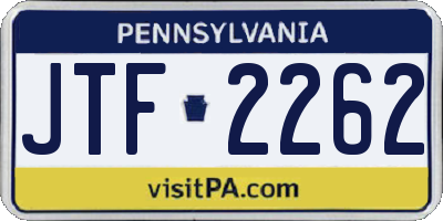 PA license plate JTF2262