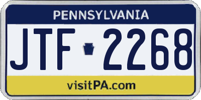 PA license plate JTF2268