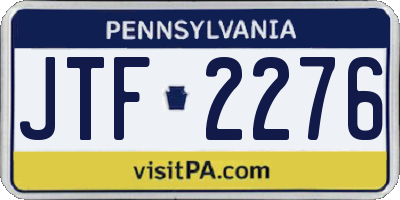 PA license plate JTF2276