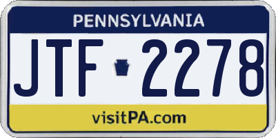 PA license plate JTF2278