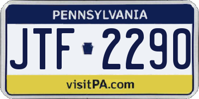PA license plate JTF2290