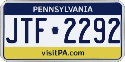 PA license plate JTF2292