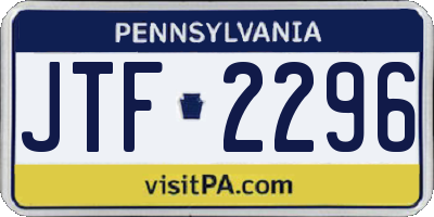PA license plate JTF2296
