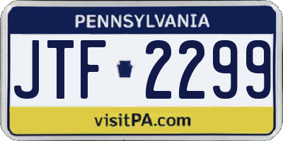 PA license plate JTF2299