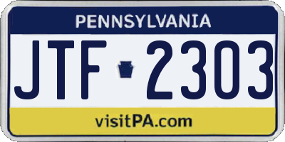PA license plate JTF2303