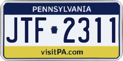 PA license plate JTF2311