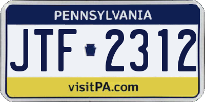 PA license plate JTF2312