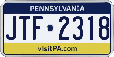 PA license plate JTF2318