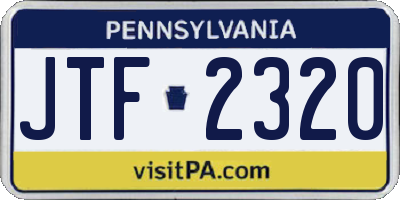 PA license plate JTF2320