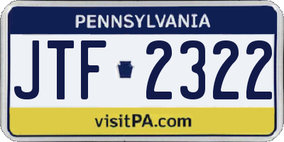 PA license plate JTF2322