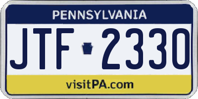 PA license plate JTF2330