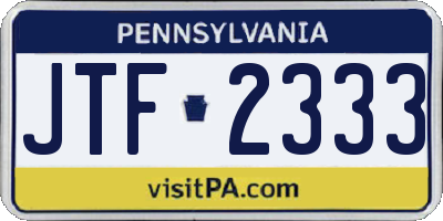 PA license plate JTF2333