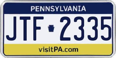 PA license plate JTF2335