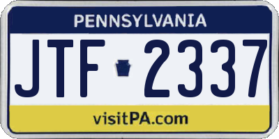PA license plate JTF2337