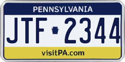 PA license plate JTF2344