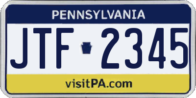 PA license plate JTF2345