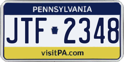 PA license plate JTF2348