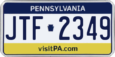 PA license plate JTF2349