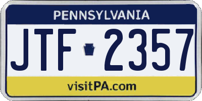 PA license plate JTF2357