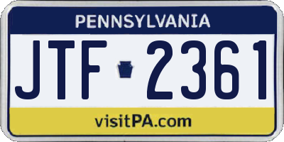 PA license plate JTF2361