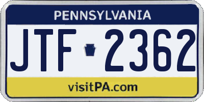 PA license plate JTF2362