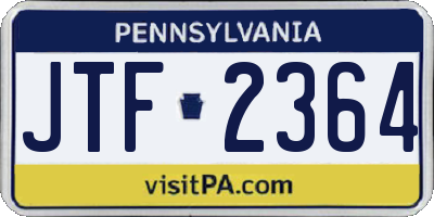 PA license plate JTF2364