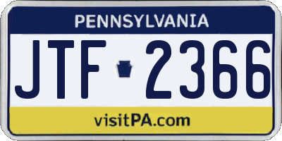 PA license plate JTF2366