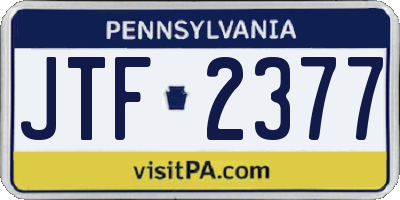PA license plate JTF2377