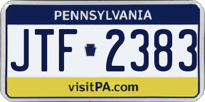 PA license plate JTF2383