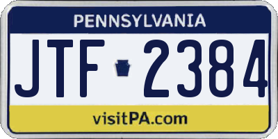 PA license plate JTF2384