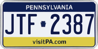 PA license plate JTF2387