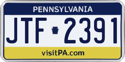 PA license plate JTF2391