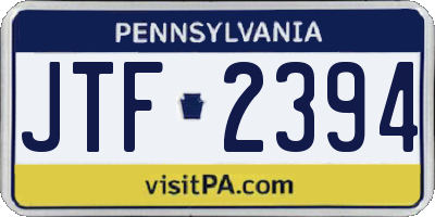 PA license plate JTF2394