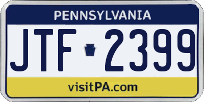 PA license plate JTF2399