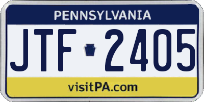 PA license plate JTF2405