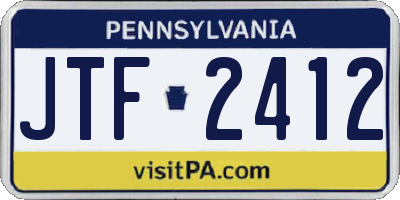 PA license plate JTF2412