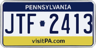 PA license plate JTF2413