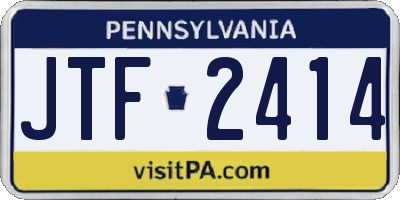 PA license plate JTF2414