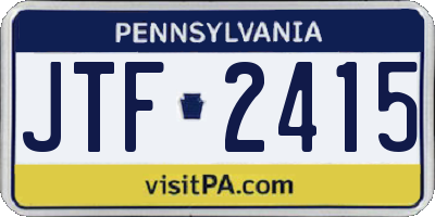 PA license plate JTF2415