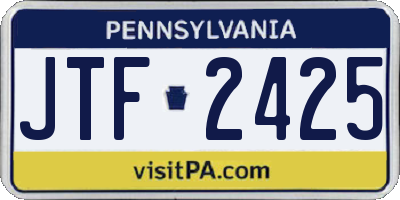 PA license plate JTF2425