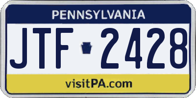 PA license plate JTF2428