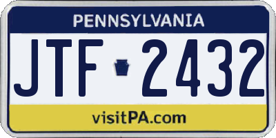 PA license plate JTF2432