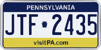 PA license plate JTF2435