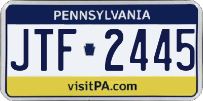 PA license plate JTF2445