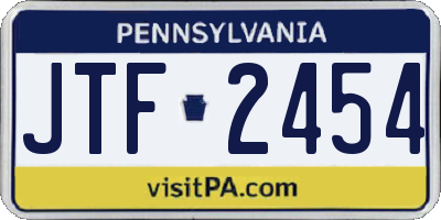 PA license plate JTF2454