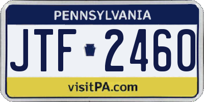 PA license plate JTF2460