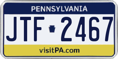 PA license plate JTF2467